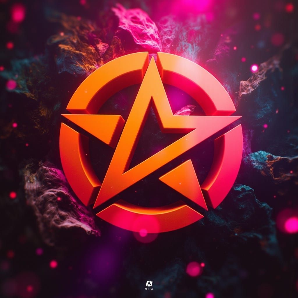 Vibrant Fantasy Logo with Star and Dimensional Background