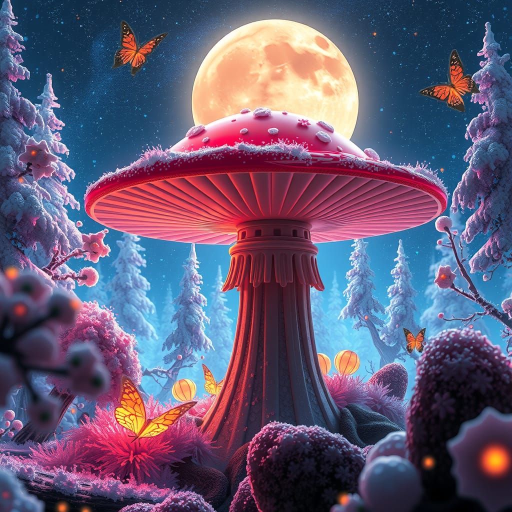 Fairy World: Snow Forest and Luminous Butterflies