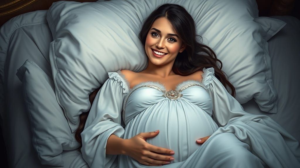 Medieval Queen Prepares for Motherhood in a Dreamlike Scene