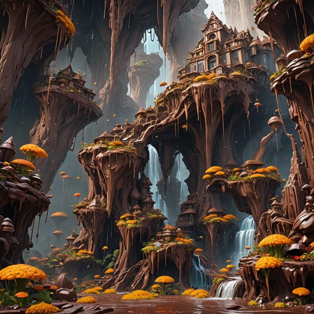 Fantastical Chocolate Rain in Detailed Matte Painting