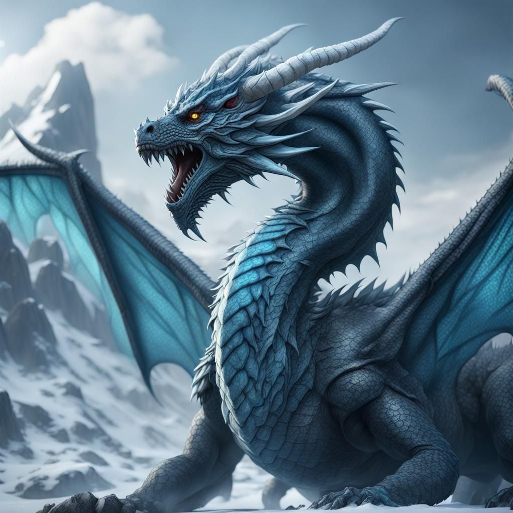 Detailed Ice Dragon Concept Art