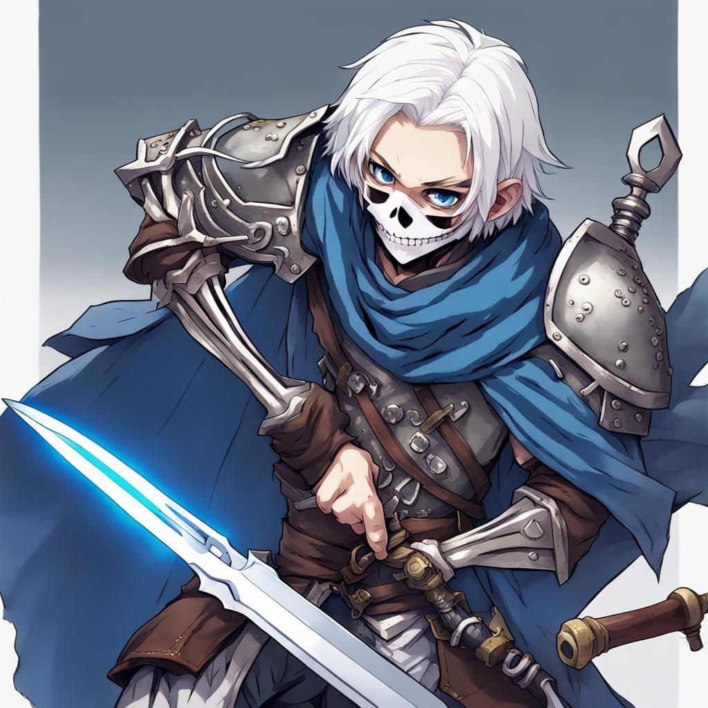 Anime Halfling Rogue with Skeleton Mask