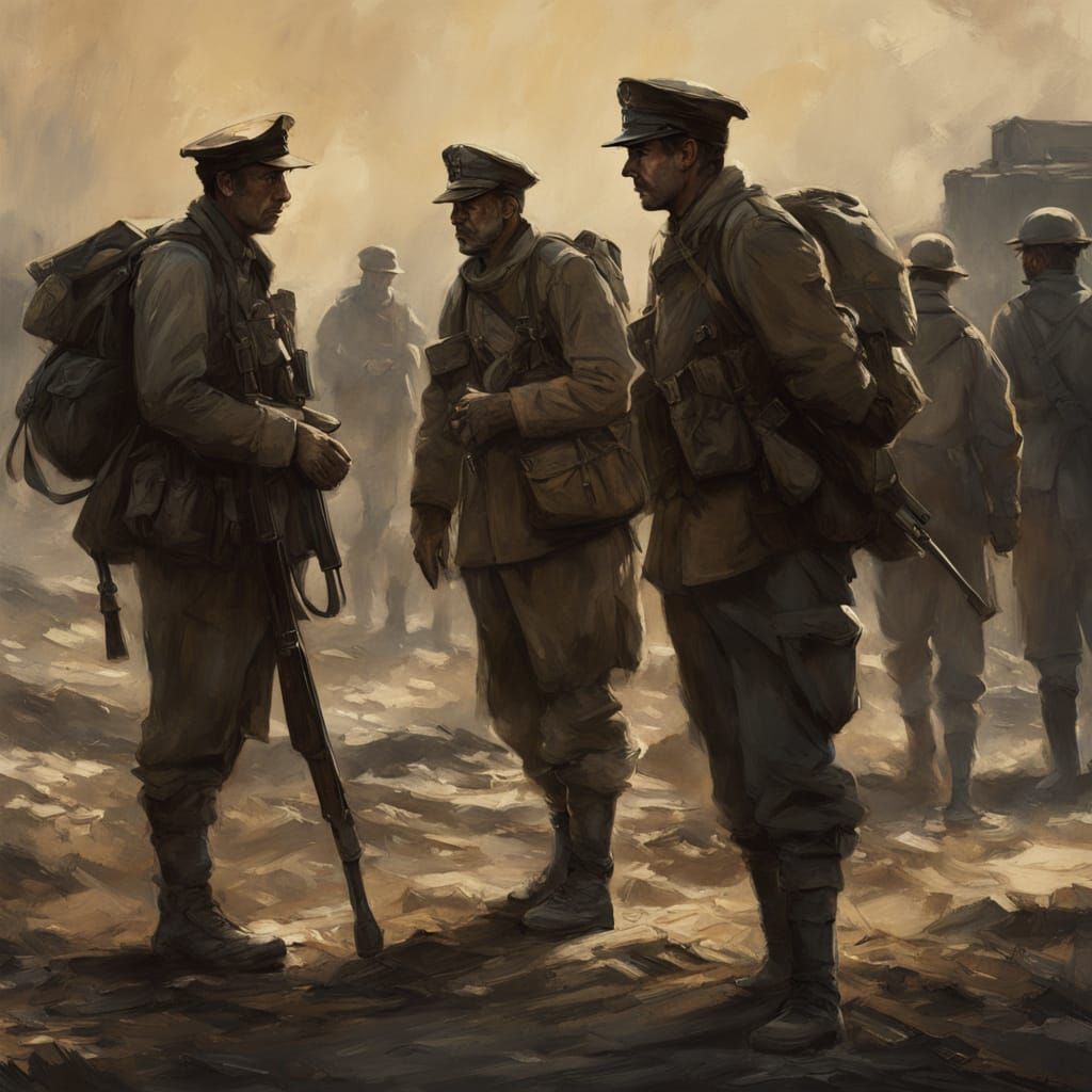 WWI British and German Soldiers Shake Hands in Desolate Batt...