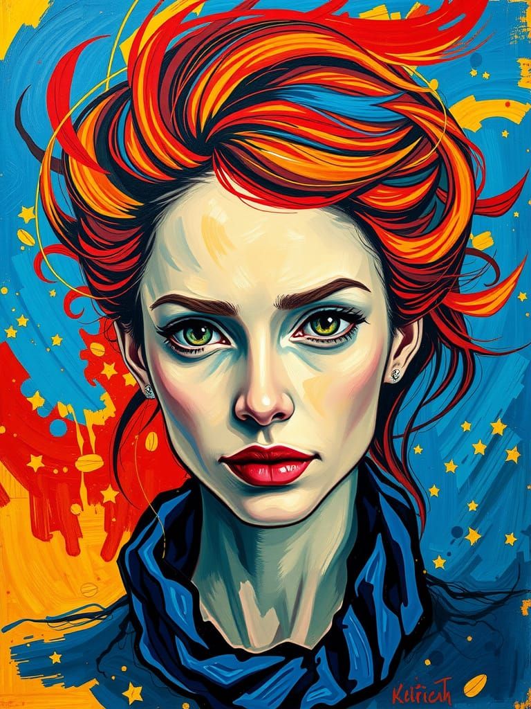 Expressive Portrait in Post-Impressionistic Style