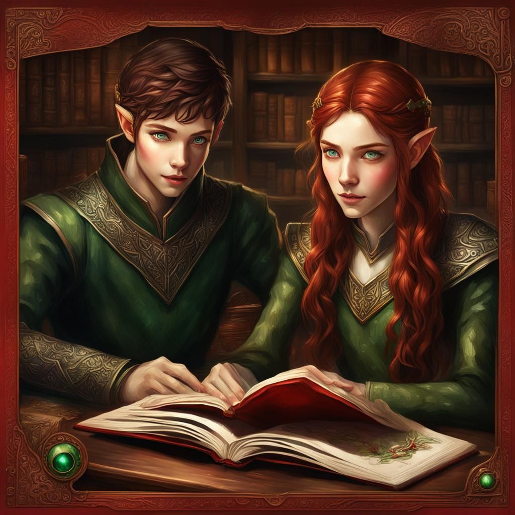 A red book which is open of a brown desk. The first page has...