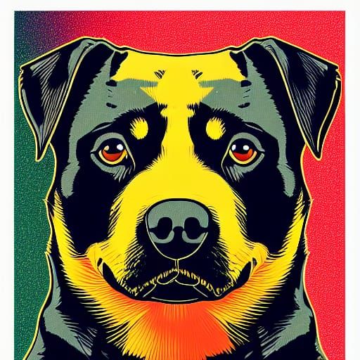 Rottweiler Christmas Celebration in Pop Art Style