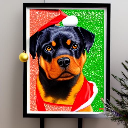 Rottweiler Christmas Celebration in Pop Art Style