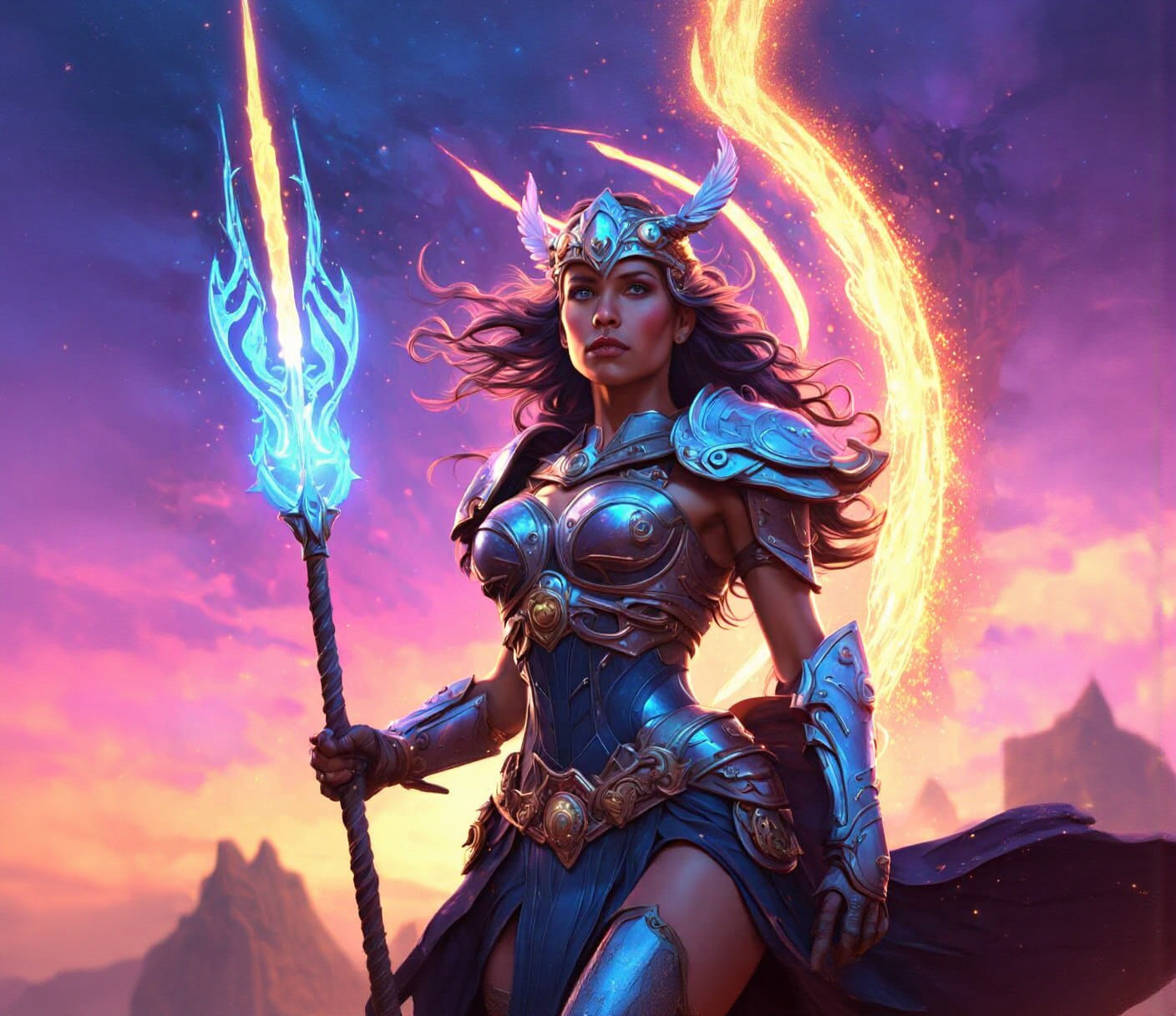 Valkyrie Warrior on Battlefield in Dark Fantasy Style