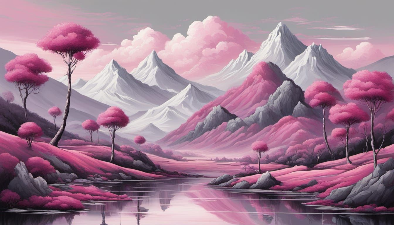 Abstract Surrealism Landscape Painting in Futuristic Renaiss...