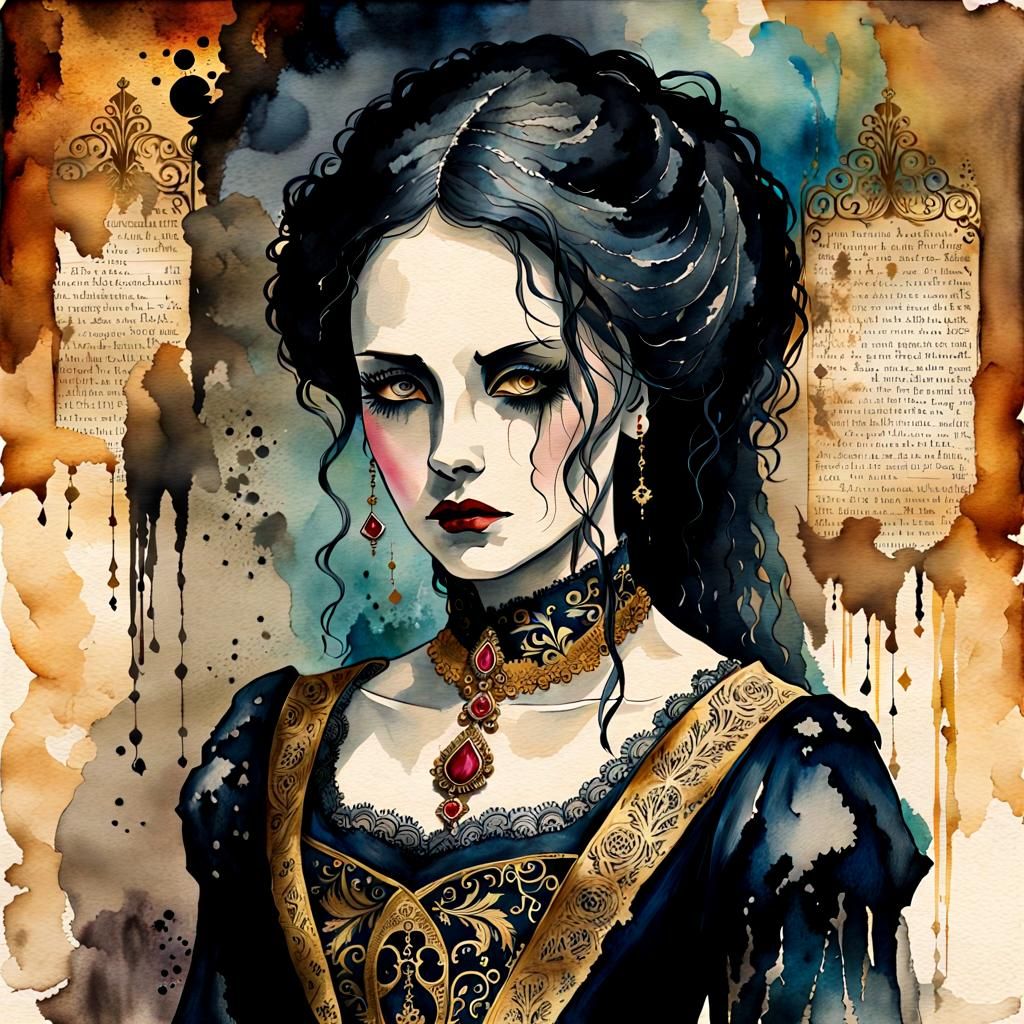 Sinister Faceless Woman in Watercolor Style