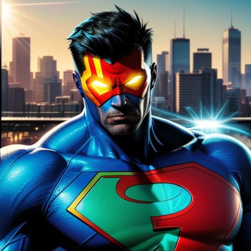 Heroic Dad in Comic Book Style Digital Art