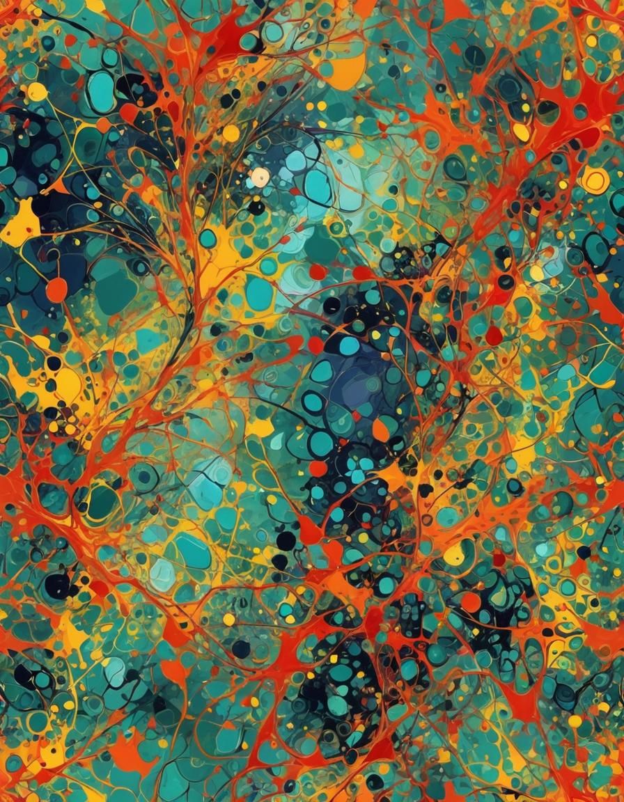 Abstract Art with Complementary Colors and Details