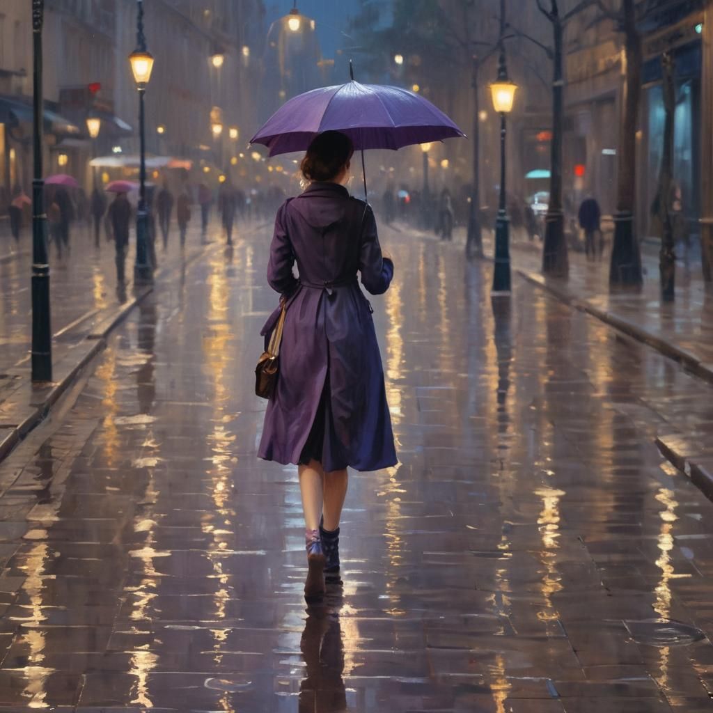 Surreal Parisian Night Scene in Impressionist Style