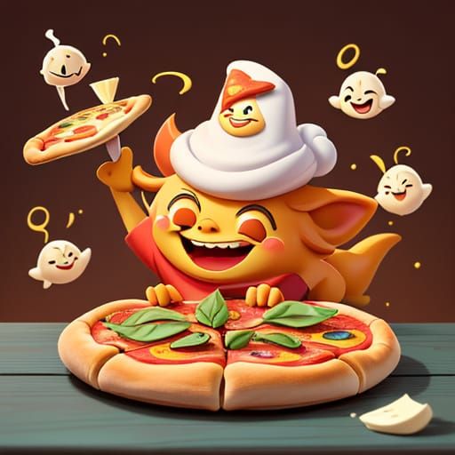 Whimsical Pizza Slice Leaps in Italian Kitchen