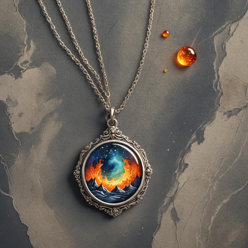 Sterling Silver Flame Pendant Watercolor Illustration
