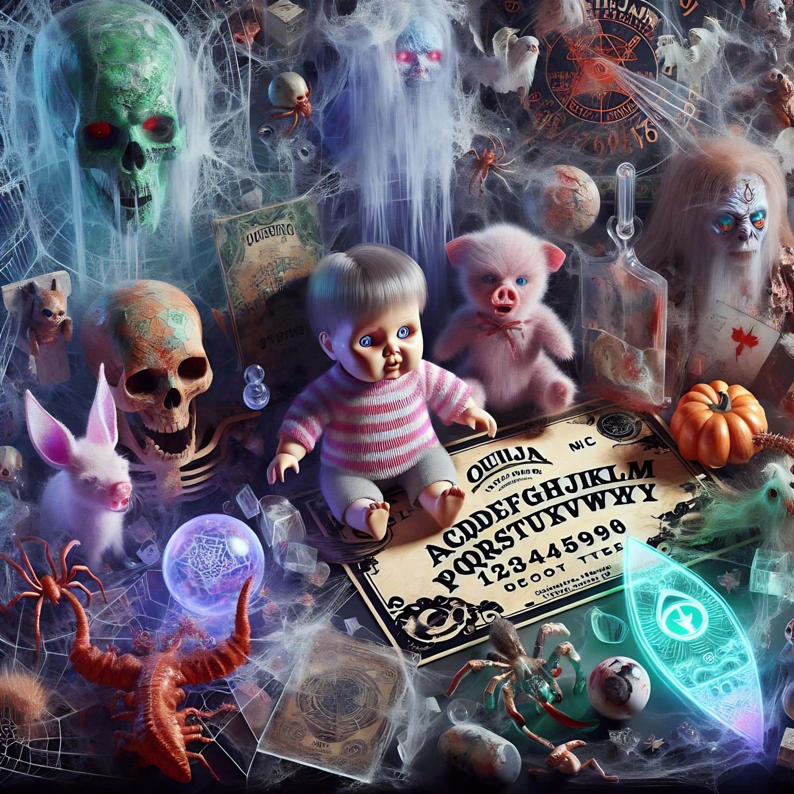 3D Horror Child's Nightmare with Spectral Figures