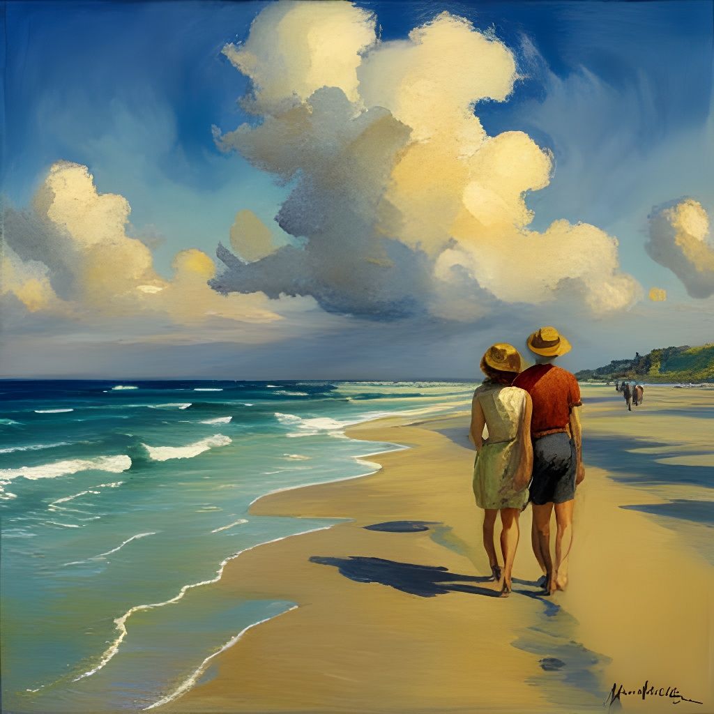 Expressionist Beach Scene on a Summer Day