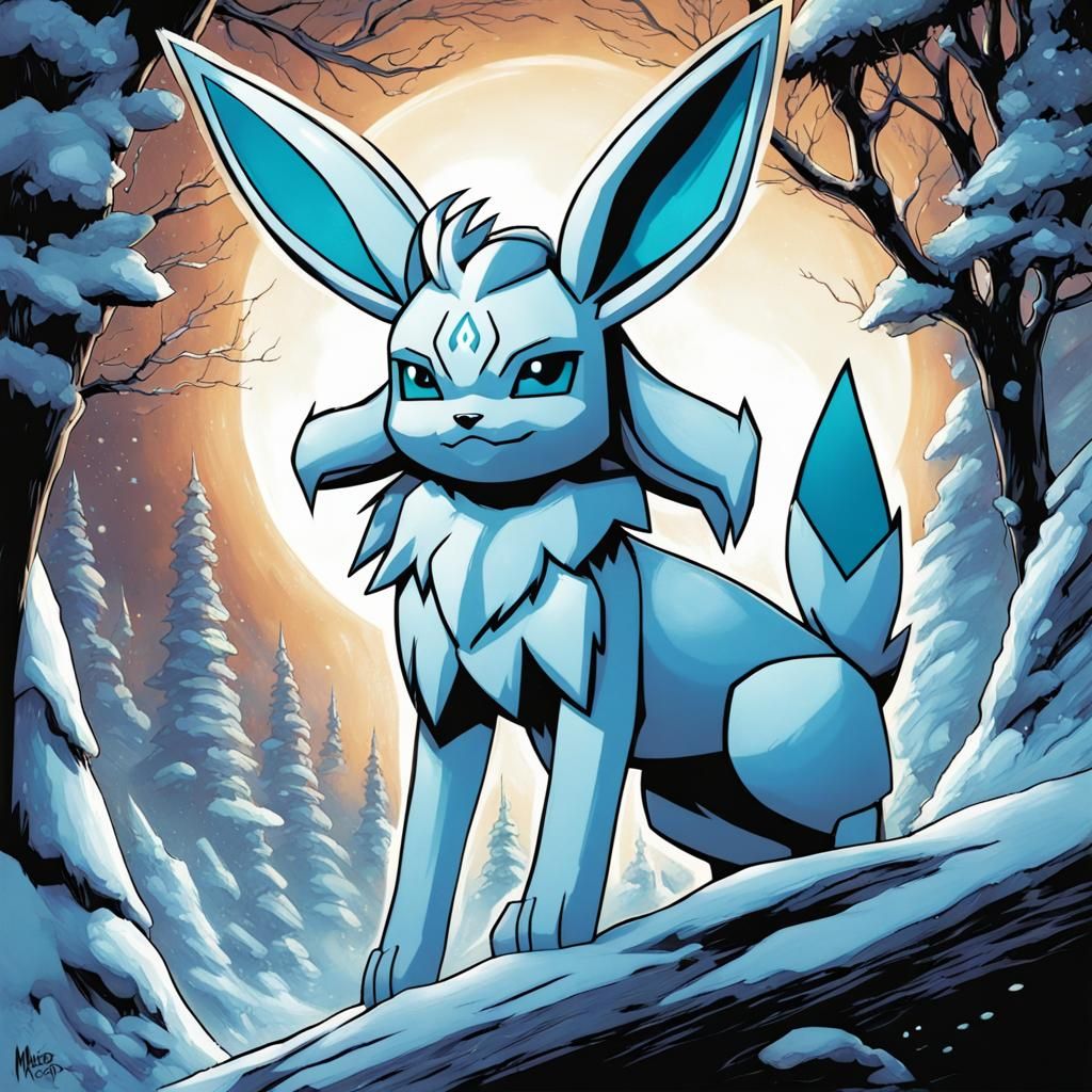 Glaceon in Comic Book Art Style