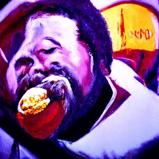 Barry White Eating a Corndog as Oil Painting