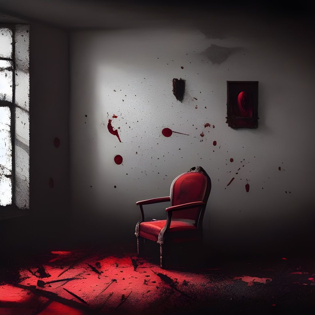 Dark Room with Chair: Detailed Horror Art