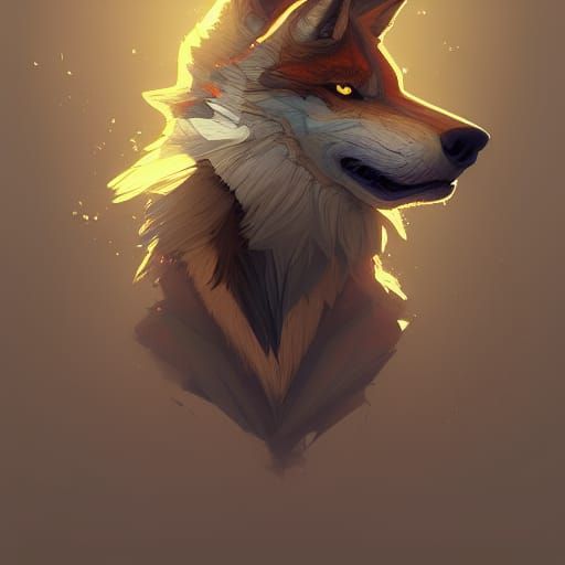 Shifter Magic Wolf Portrait in Hyperdetailed Style