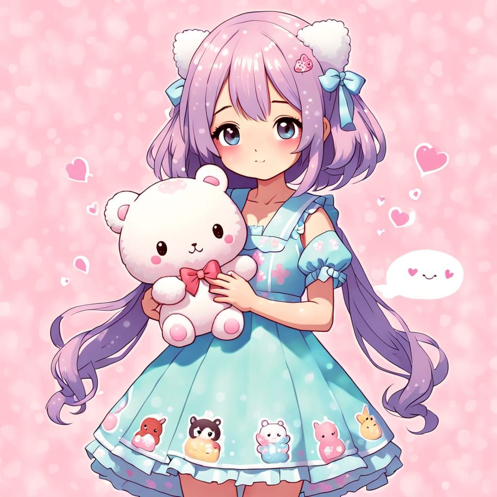 Kawaii Japanese Woman in Anime Style