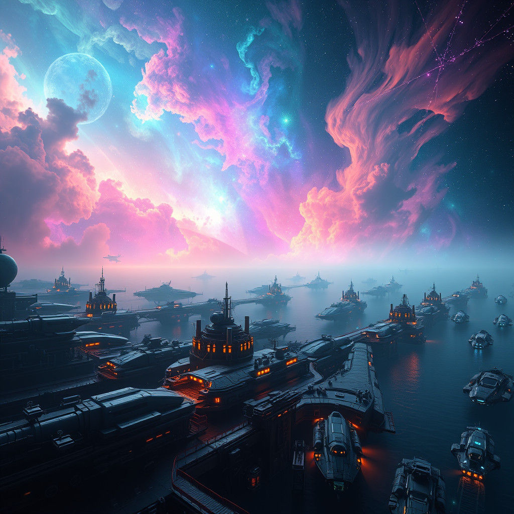 Intergalactic Spaceport Dock in Sci-Fi Style