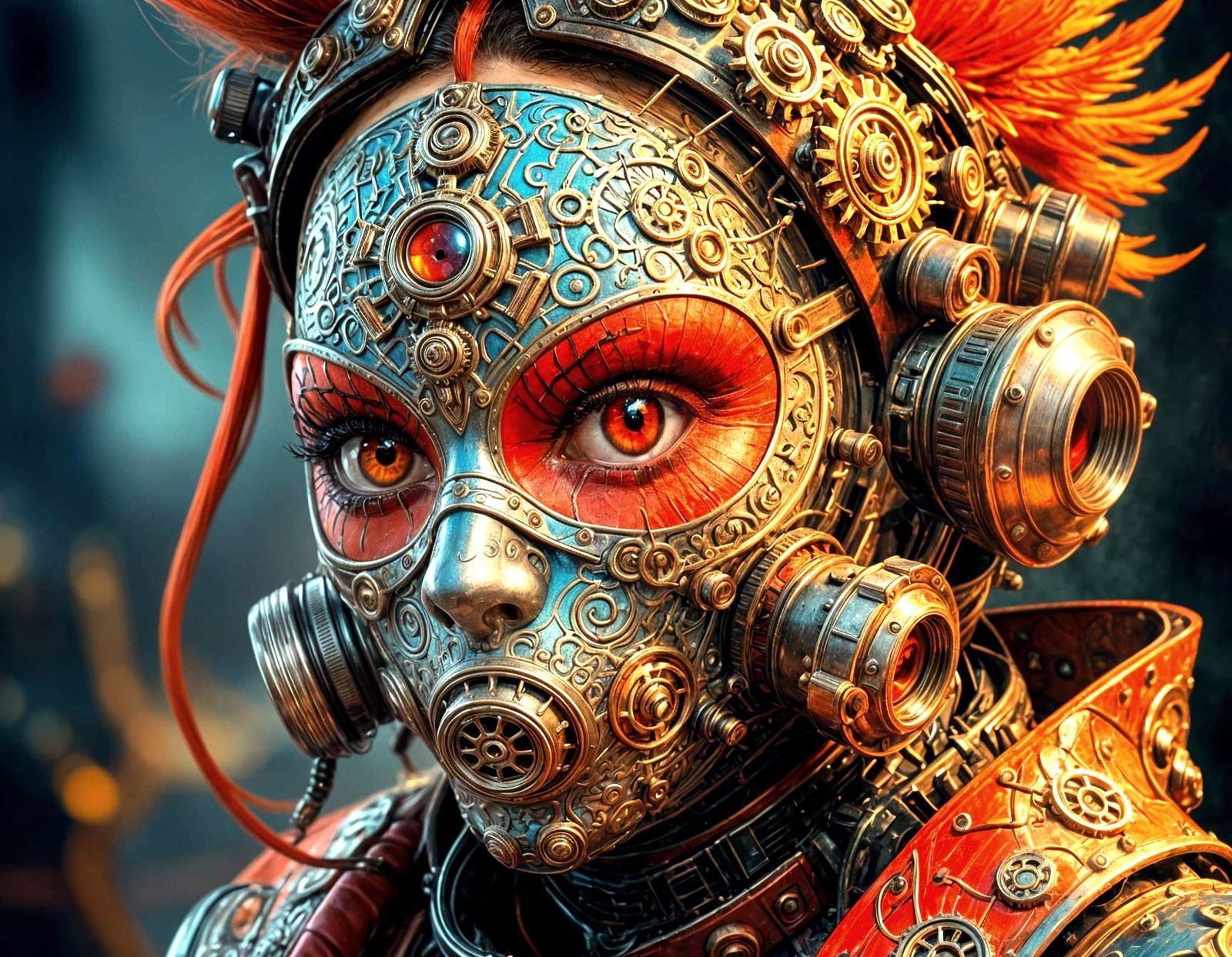 Steampunk Mask with Intricate Details in Hyperrealism