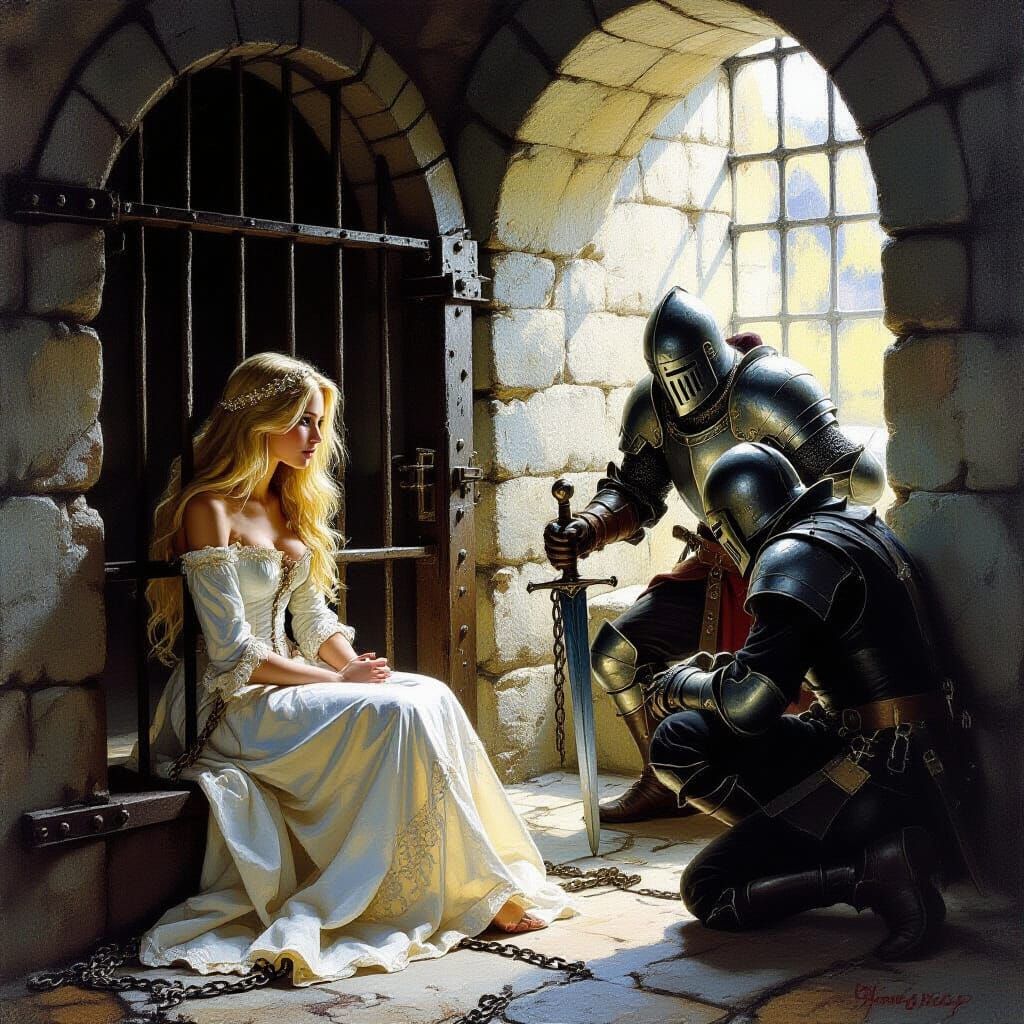 Medieval Princess Defiant in Dungeon Cell as Knight Battles ...