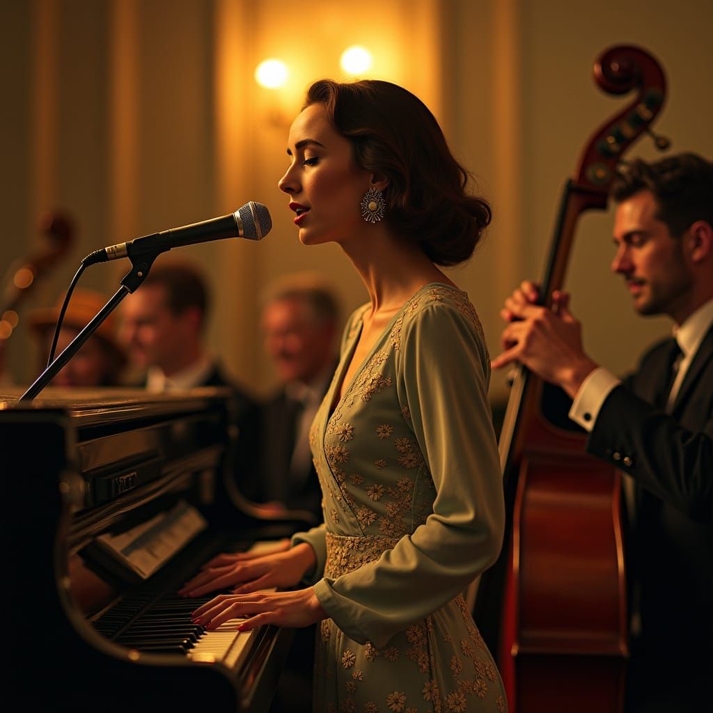 Vintage Jazz Diva in Elegant Setting