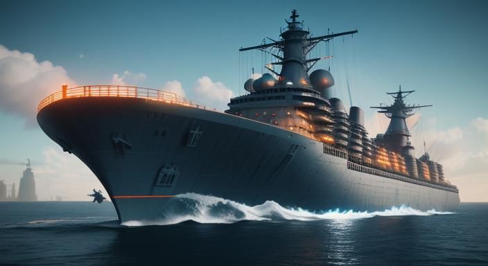 Giant Rubber Duck Mecha in Harbor: Cinematic Still