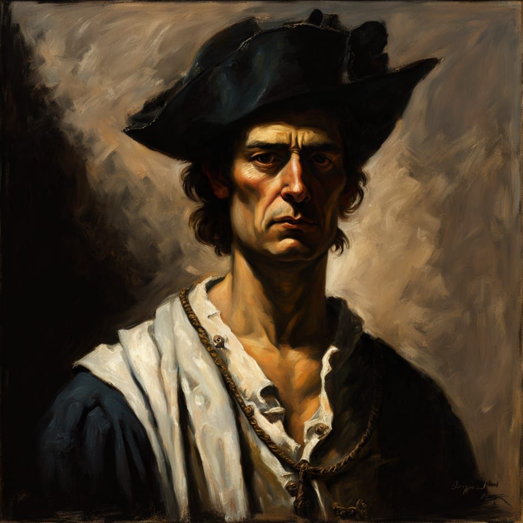 Baroque Oil Painting of a Stoic Servant