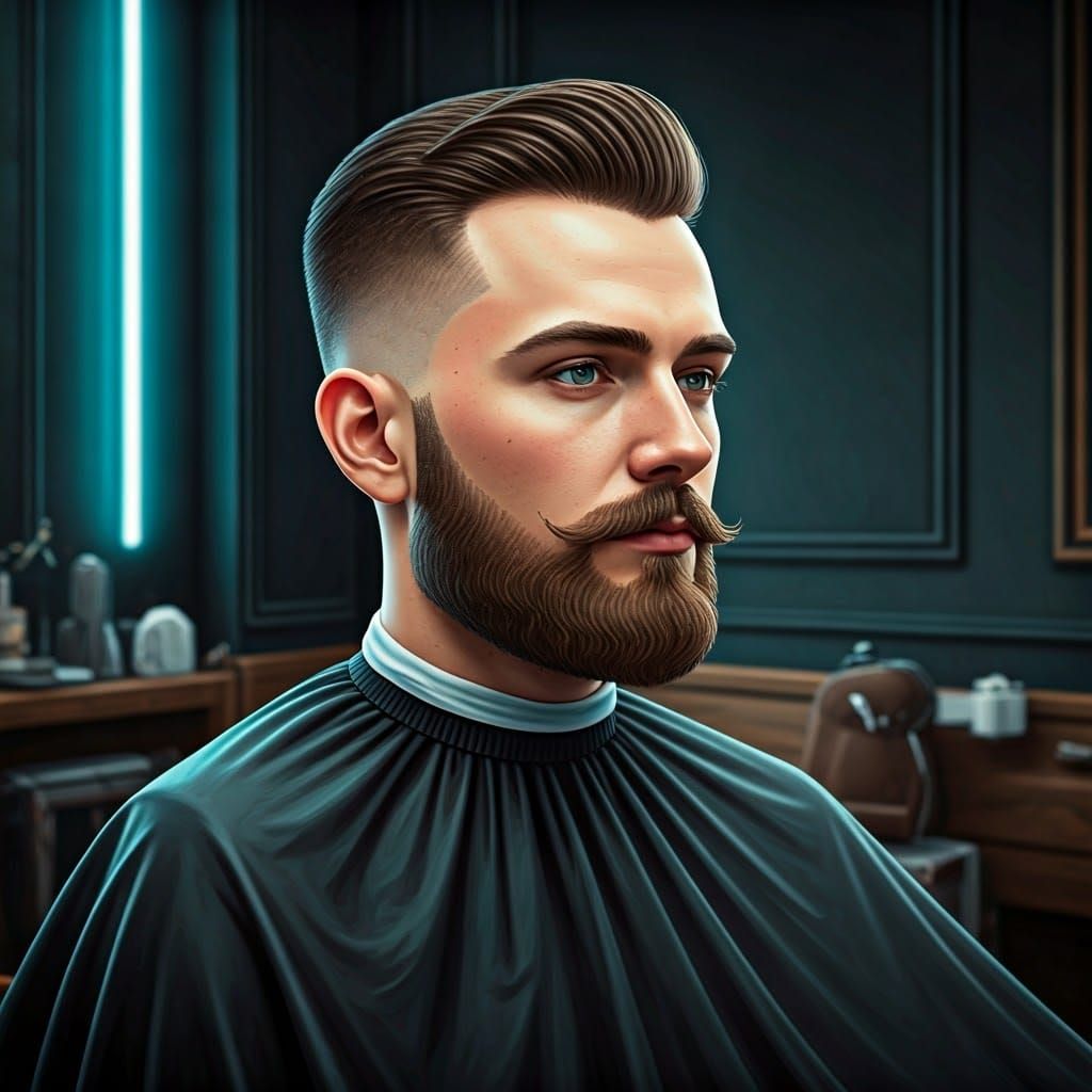 Barbershop Scene with Fresh Haircut