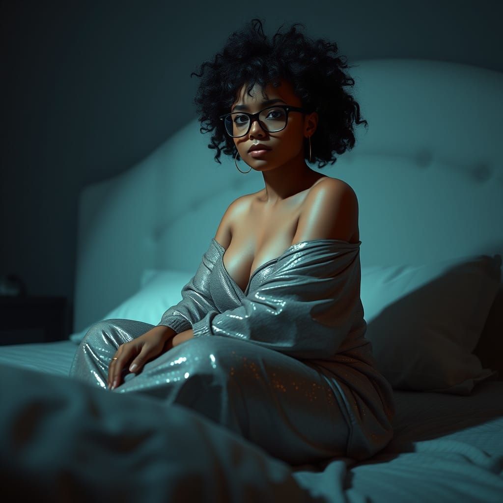 Curvy Woman in Shimmering Clothing: 3D Cinematic Portrait