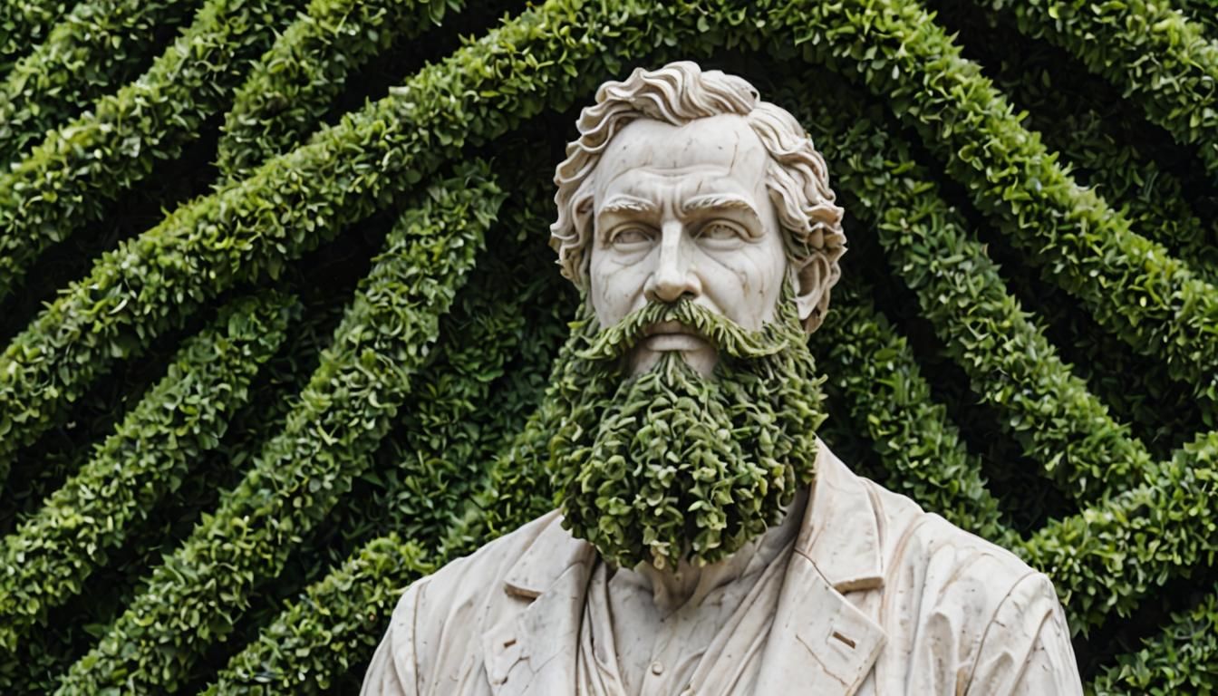 Cedar Hedge Beard on Marble Statue
