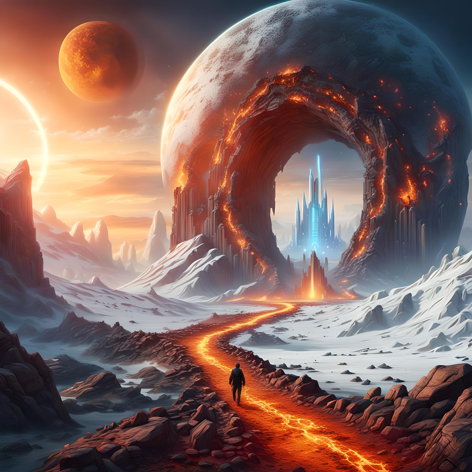 Alien Planet Portal to Futuristic Ice City