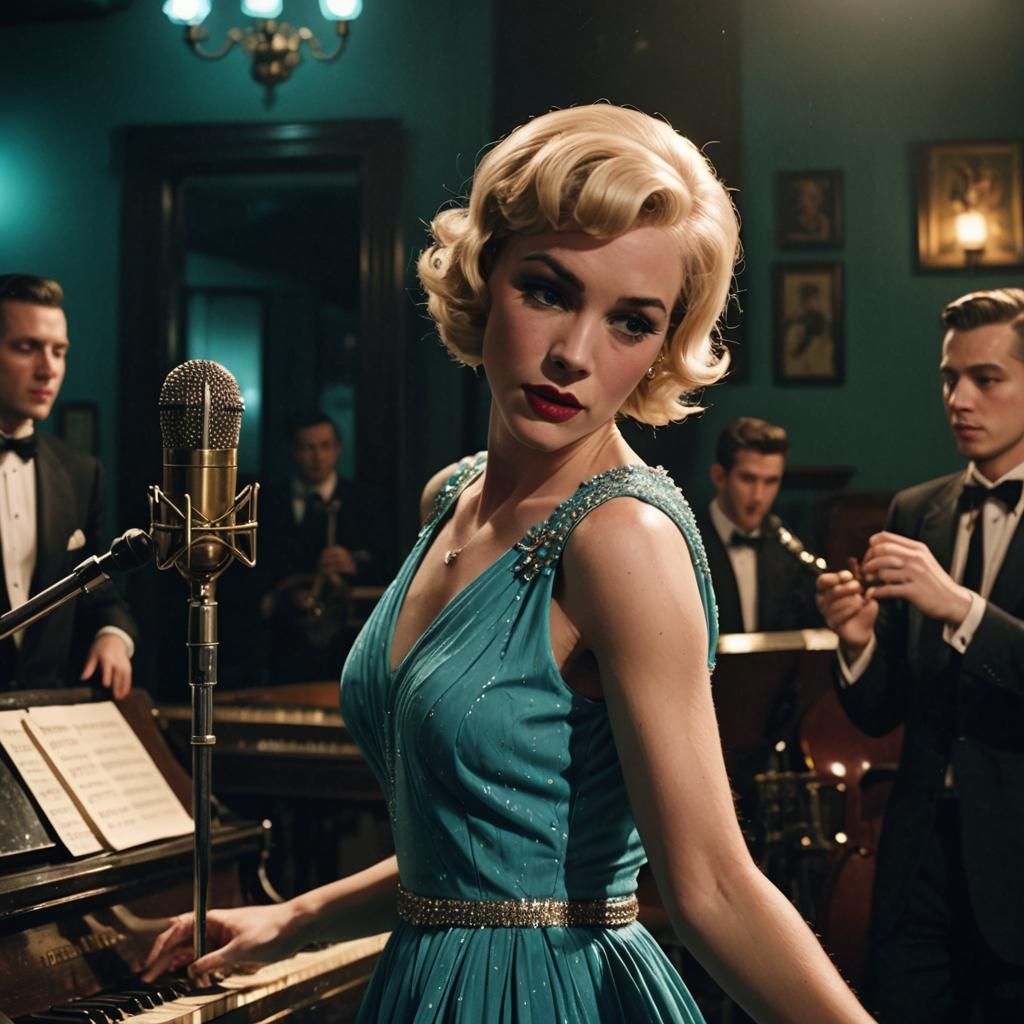 Crossdressing Singer in Smokey Jazz Club, Film Noir