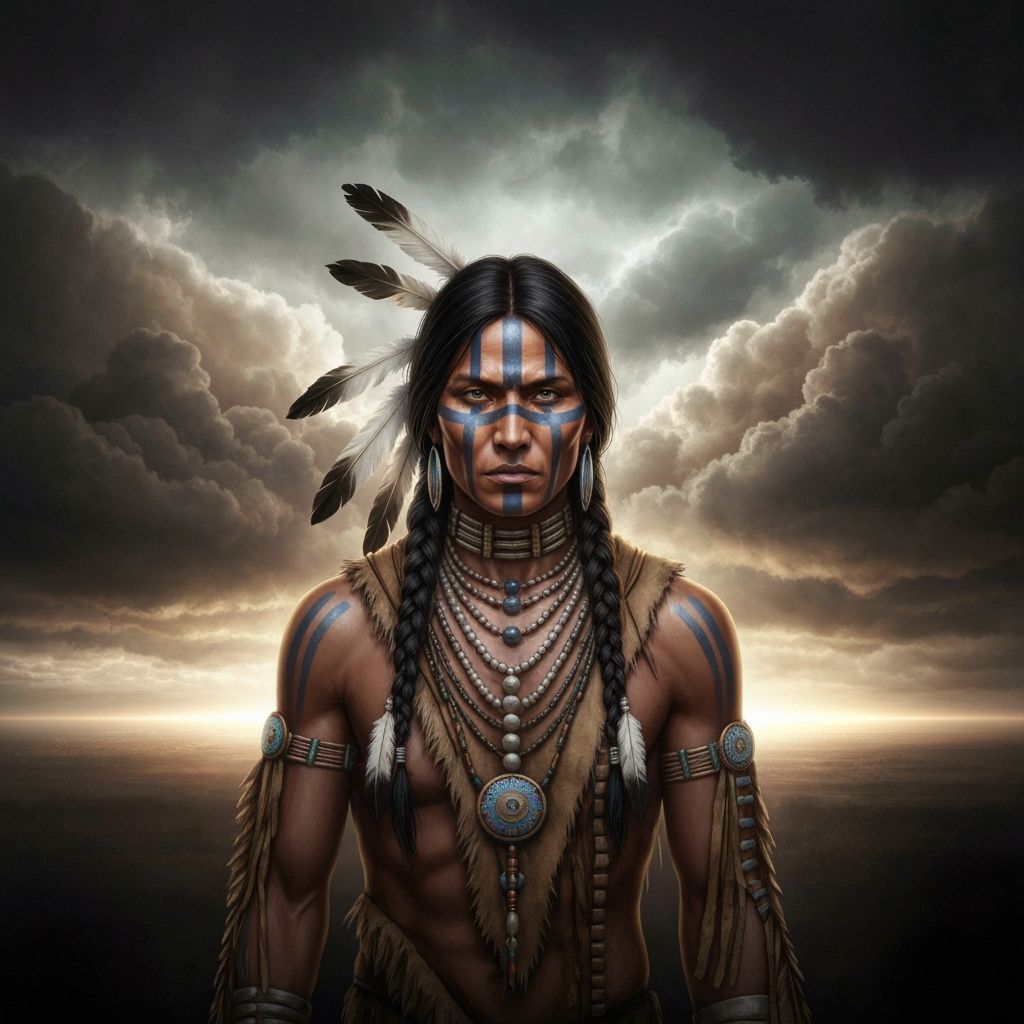 Powerful Native American Warrior Spirit in Digital Art