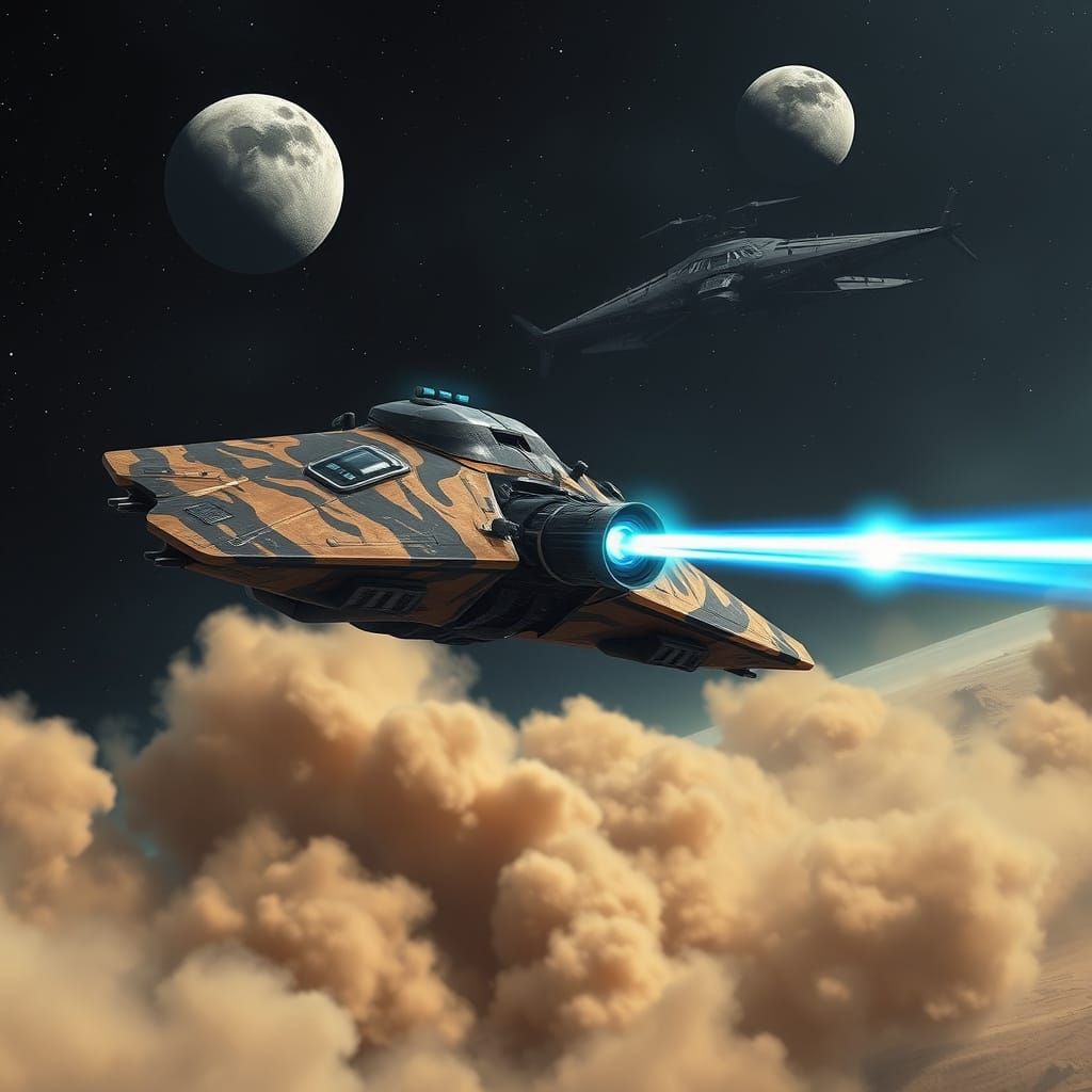 Futuristic Hovercraft Soaring Through a Starry Night