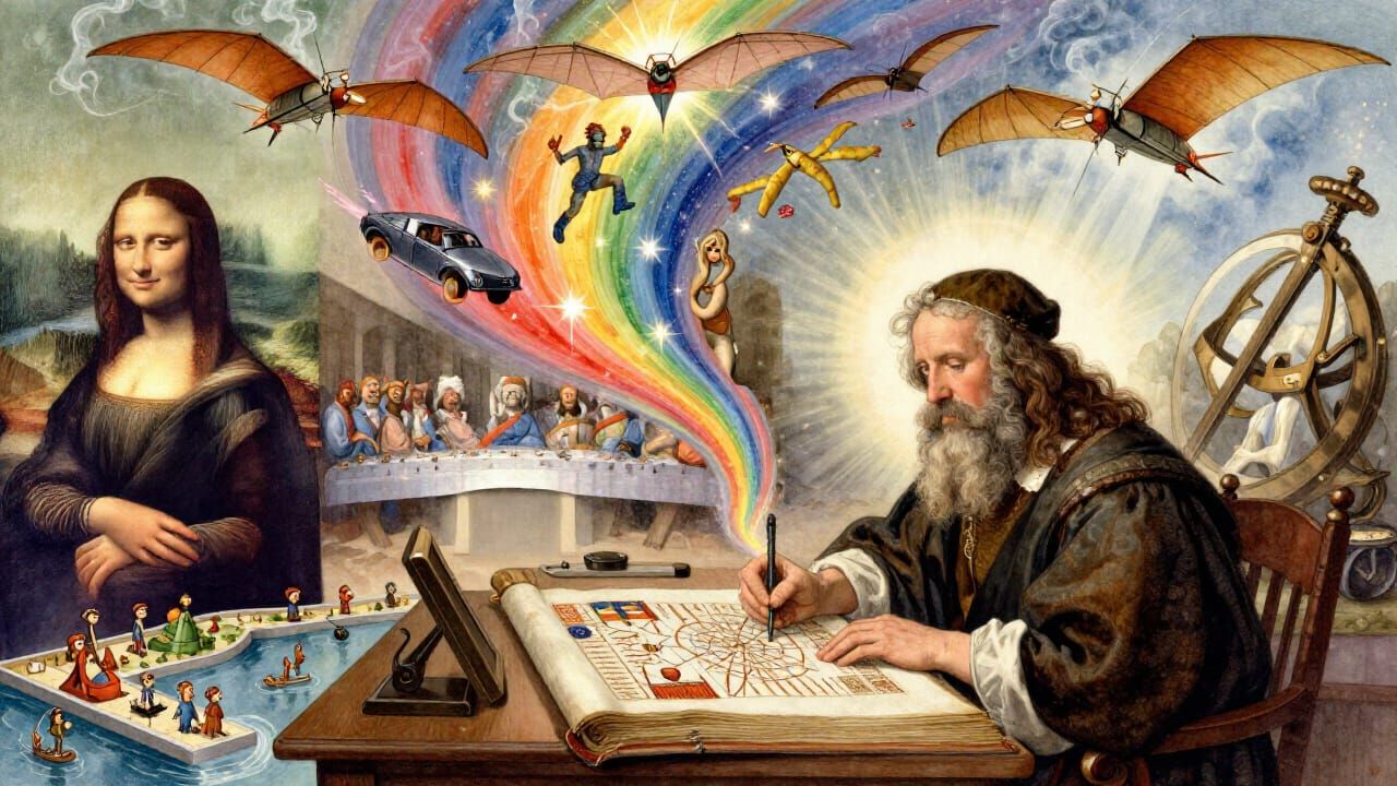 Leonardo da Vinci's Studio: A Whimsical Manuscript Creation