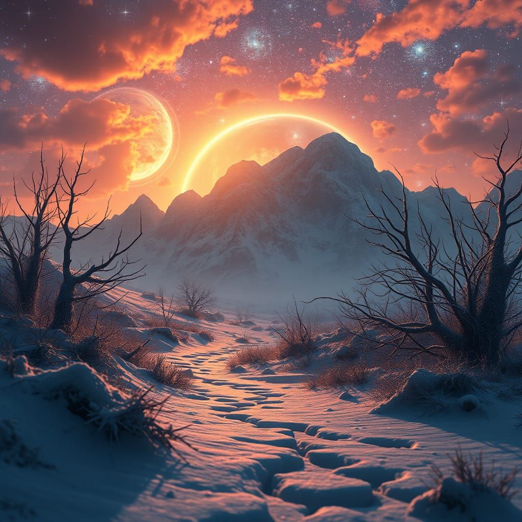 Fantastical Spring Dawn: A Detailed Matte Painting