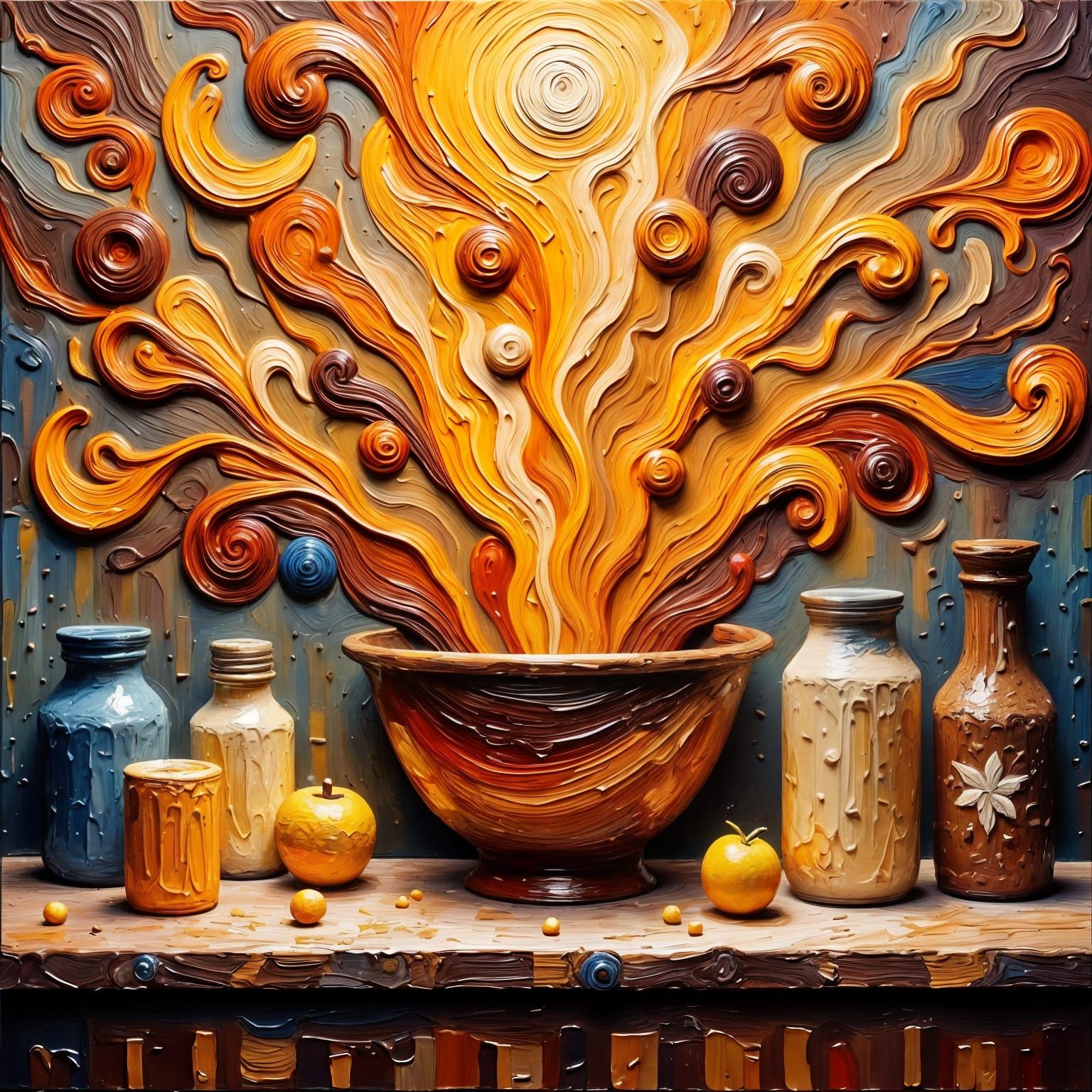 Chocolate Pudding Chaos in Neo-Impressionist Oil