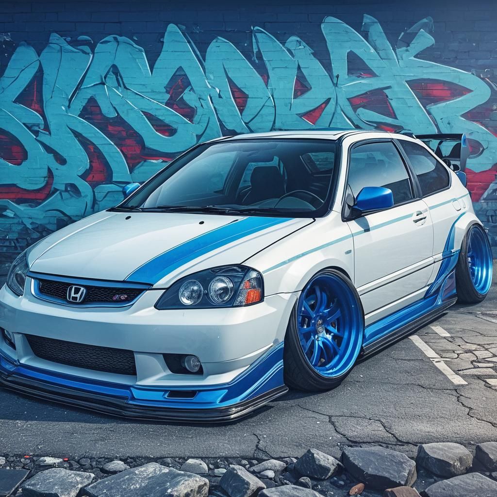 Hyperrealistic Honda Civic: Detailed Automotive Photography