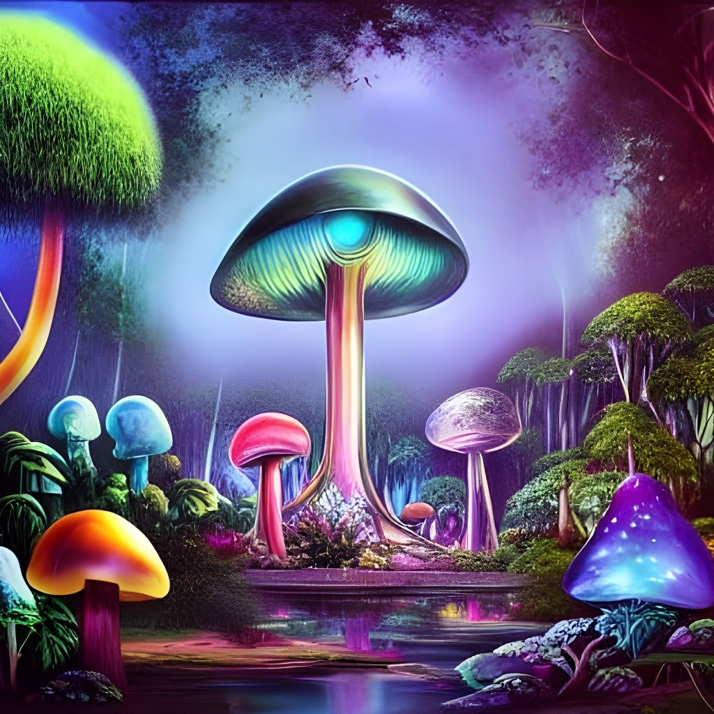 Crystal Temple in Overgrown Neon Jungle