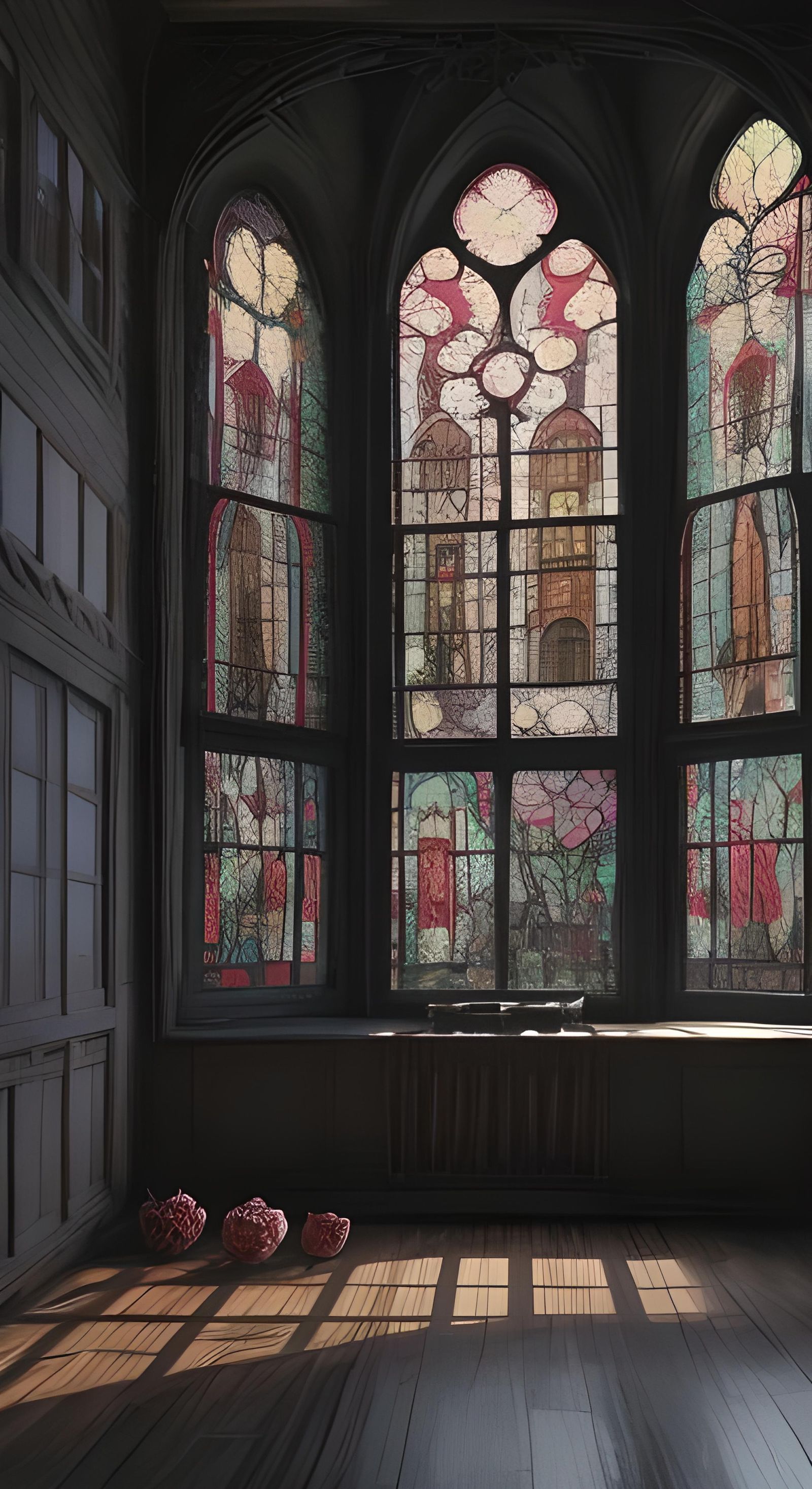 Gothic Haunted House with Kitten in Banksy Style