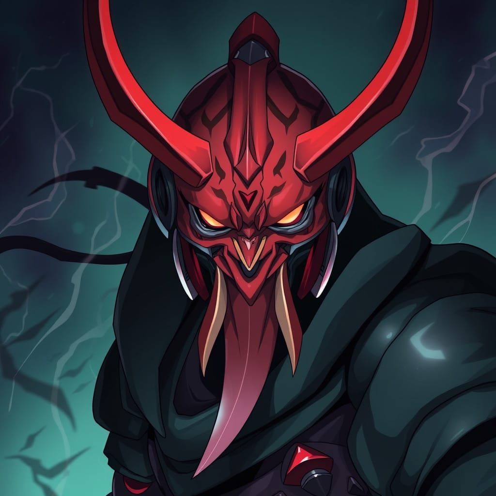 Surreal Oni with Exotic Tongue in Anime Style