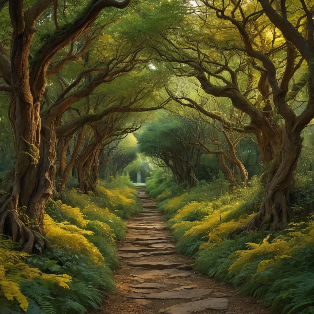 Enchanted Forest Path in Ethereal Fairy Tale Style