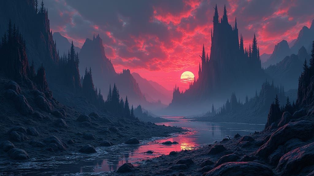 Drangleic Landscape in Manga Anime Style