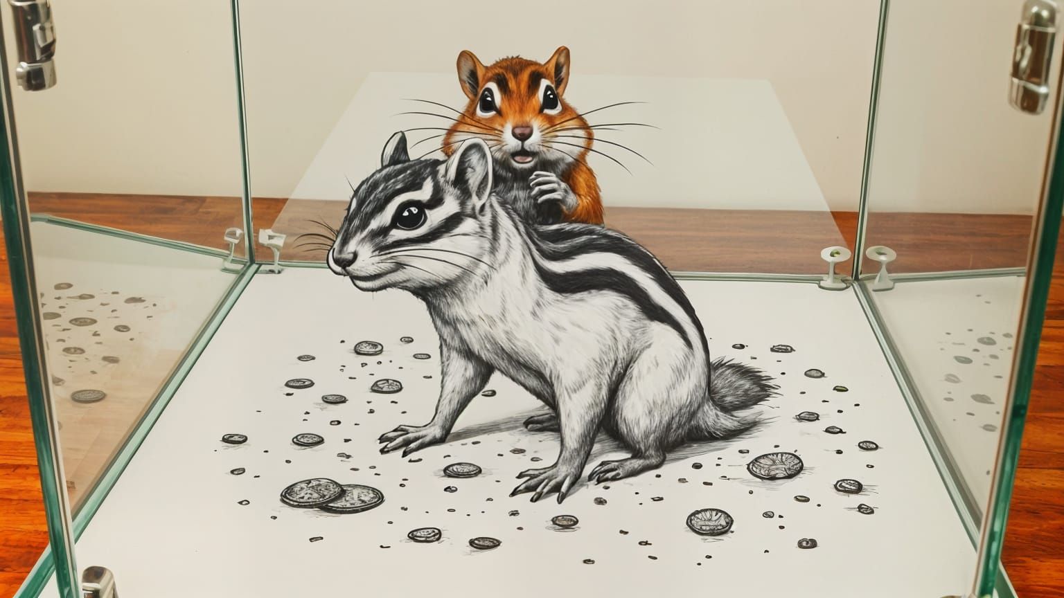 Zombie Chipmunk Terror in Glass Terrarium
