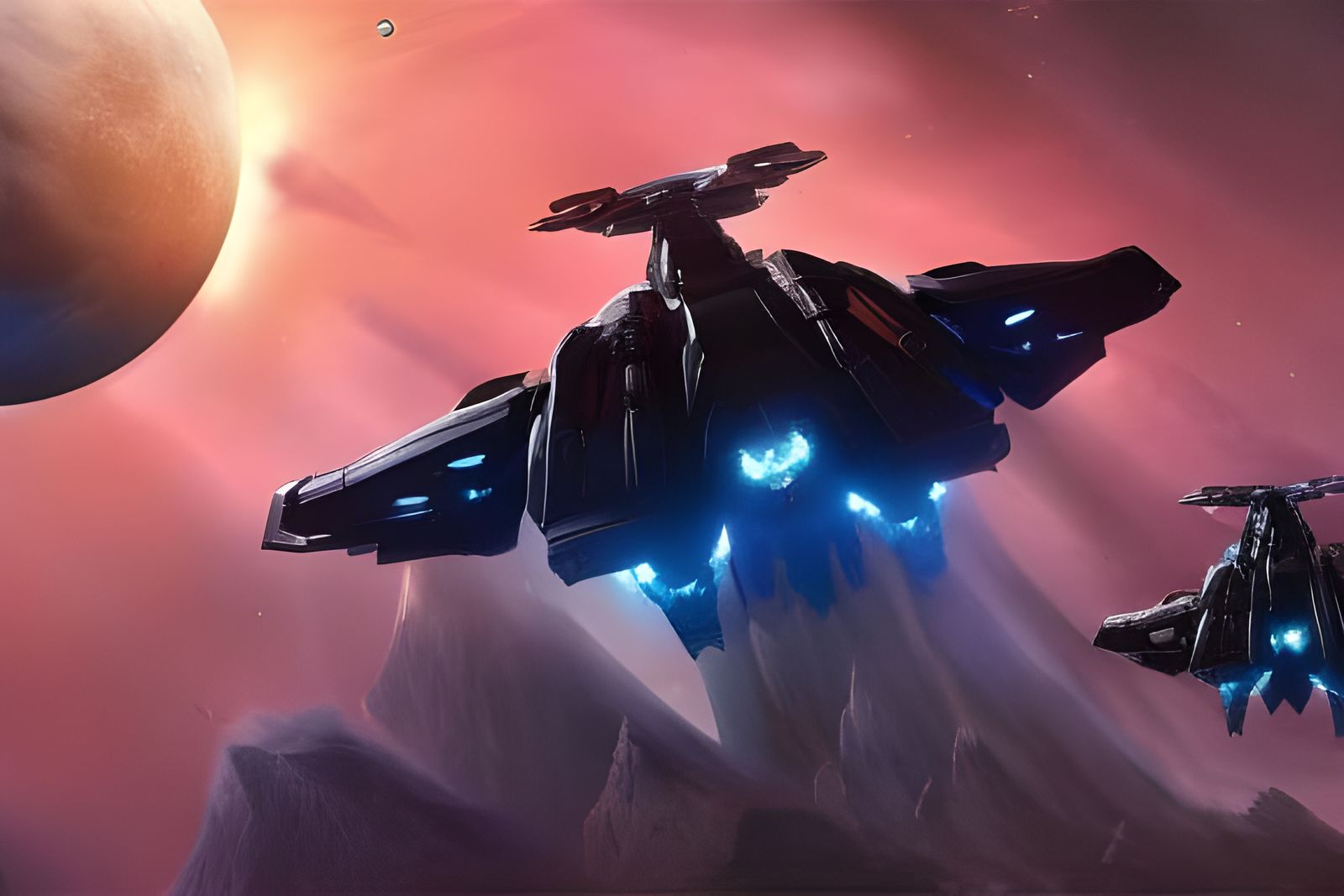 Halo-Inspired Warship in Deep Space, Hyperdetailed Concept A...